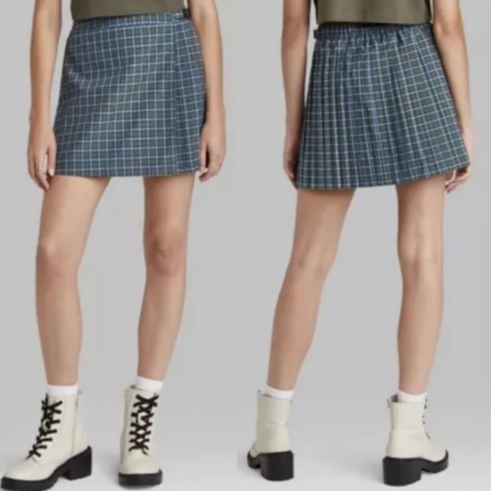 Wild Fable Plaid Pleated Skirt Green Preppy Grunge
